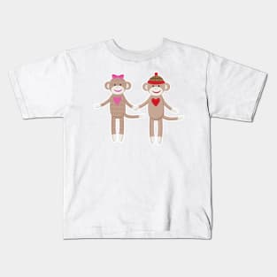 Sock Monkey Wedding Couple Kids T-Shirt